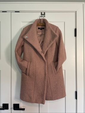 Kenneth Cole Rosewood Wool-Blend Stand Collar Pea Coat